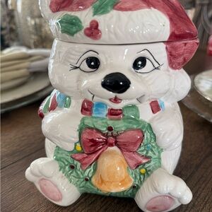 Festive Holiday Christmas Bear Cookie Jar